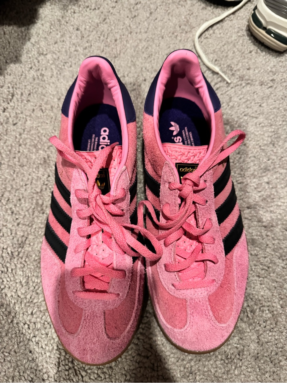 Gazelle Adidas  Pink Suede Sneakers with Black Stripes